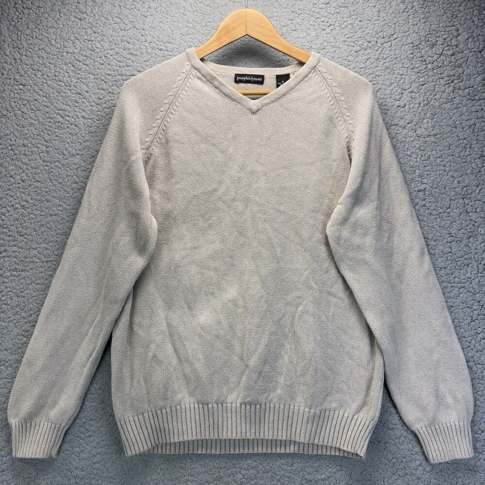 Joseph & Lyman Men’s V-Neck‎ 100% Cotton Sweater Size M Medium Gray Vintage *